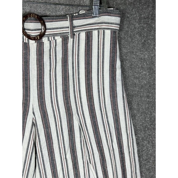 Maurices Linen Rayon Striped Split‎ Wide Leg Cropped Pants Womens Size XXL Belt - Picture 5 of 16